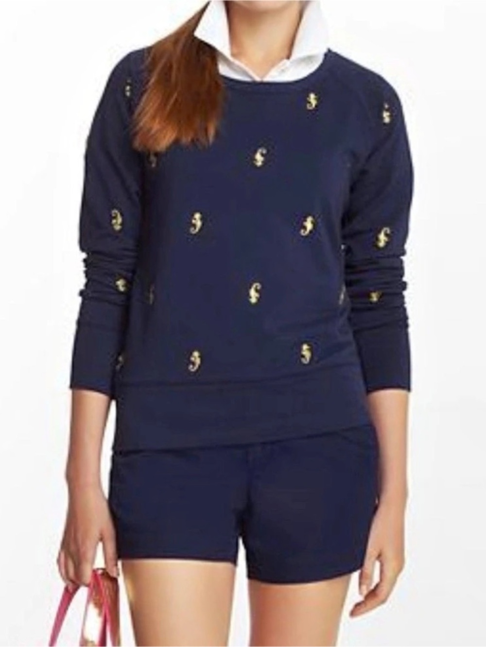 Lilly Pulitzer Kingsley Embroidered Seahorse Sweatshirt size Large